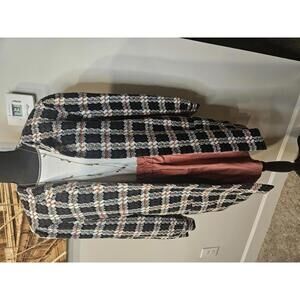 Vintage Doncaster Plaid Textured Open Front Jacket
